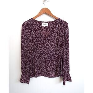BA&SH Gil Floral Print V-Neck Crepe Bell Sleeve Blouse Top Shopbop 1 S $298